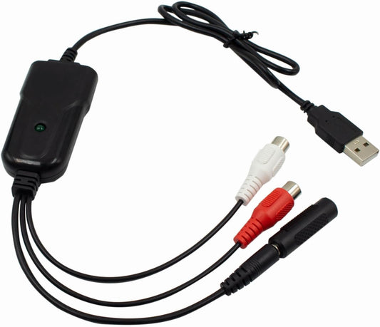 Wiistar USB2.0 Audio Capture Card RCA L/R+3.5mm Audio to USB up to 96kHz | Support Wave/MP3 for Tape MD CD Player Phono Laptop