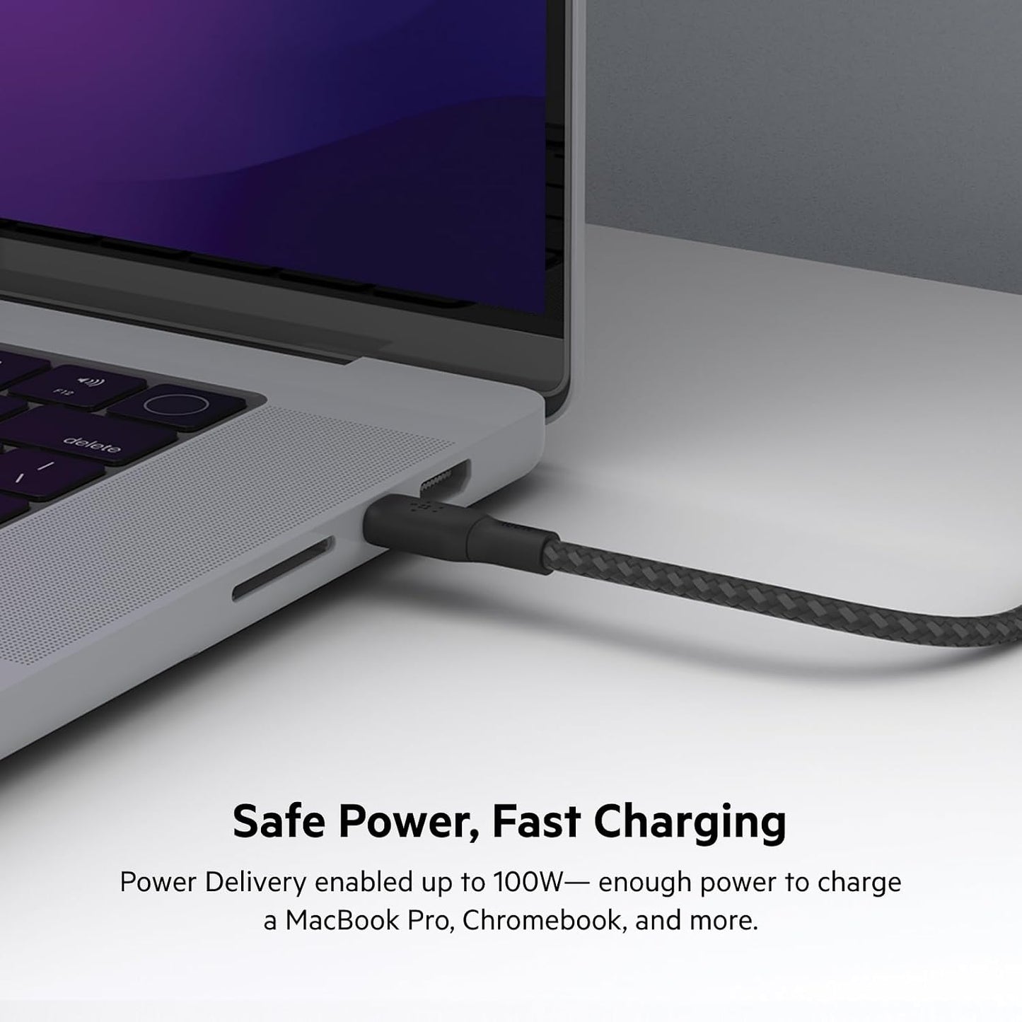 Belkin USB C to C 100W Braided Cable, 6.6ft, iPhone Charger Cord | 100W USB-C Power Delivery, iPhone 17/16, Samsung Galaxy S25, Pixel 10, AirPods, iPad Pro, MacBook, Nintendo Switch 2, travel