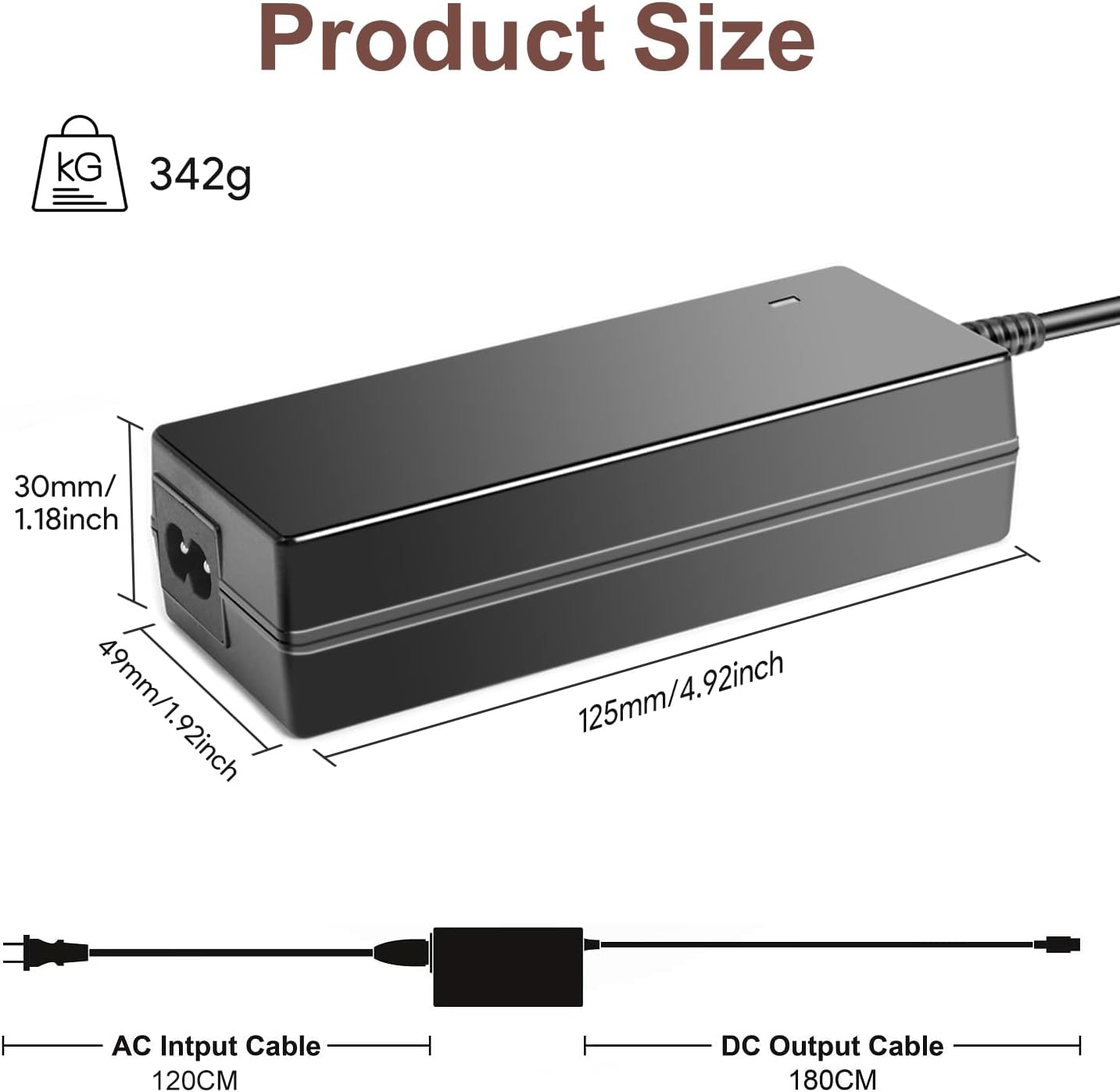 Jackery Charger, 90W Power Supply for Jackery Explorer 550/500/300/240/160 E240 E300 E500 E550, Anker 521 Portable Power Station, Solar Generator 167Wh 240Wh 293Wh 518Wh Lithium Battery Charging Cord