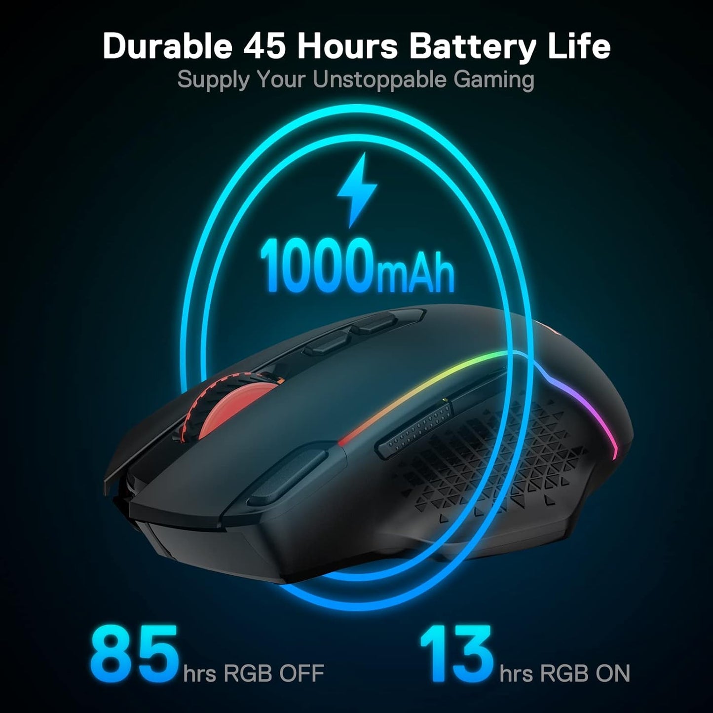 Redragon M810 PRO Wireless RGB Gaming Mouse 10000 DPI Remapping Keys | Cable-Free 0 Delay, Rapid-Fire Macro Keybinds, Vibing Backlight, Ergonomic Grip Body Comfort