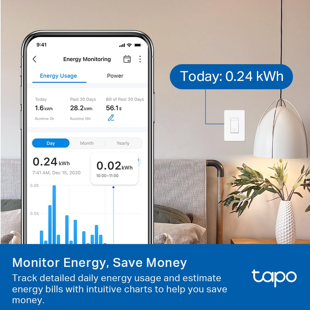 Tapo Matter Smart 3-Way Dimmer Switch Kit, S515D KIT | Energy Monitoring, Neutral Wire Required, Works with Alexa/Siri/Google Home/SmartThings, UL Certified, 2.4GHz Wi-Fi