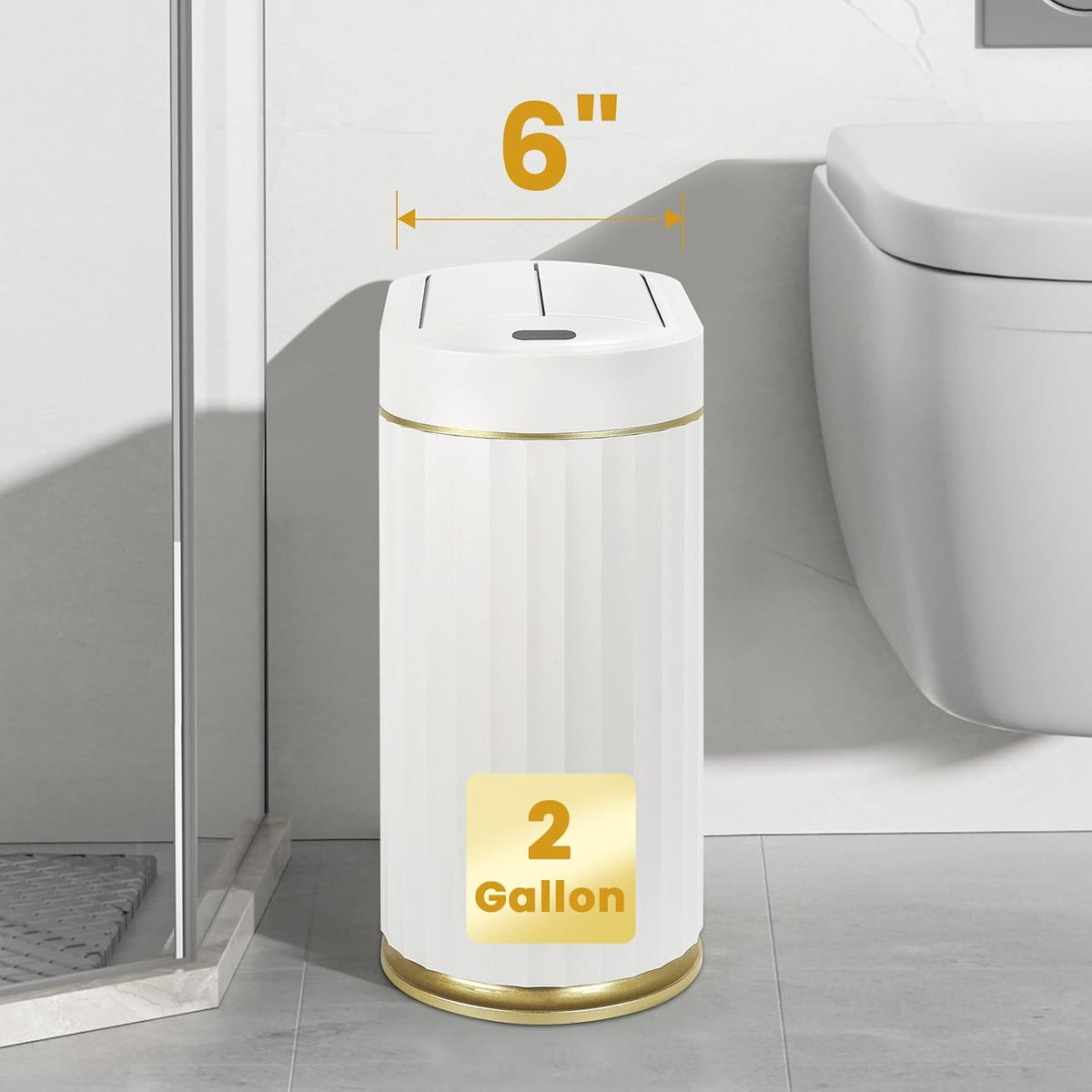 ELPHECO Motion Sensor Bathroom Trash Can with Lid 2 Gal Automatic Trash Can