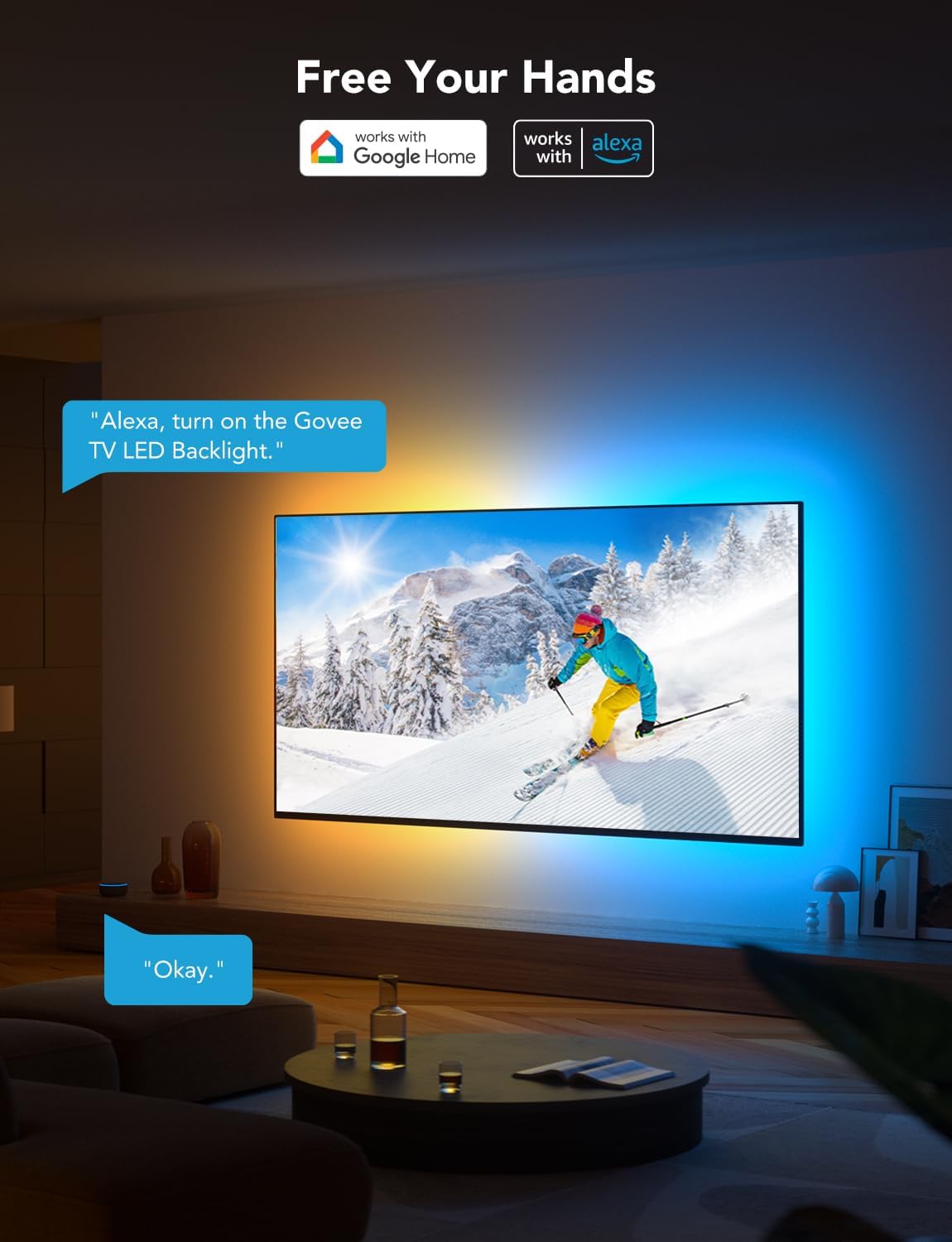 Govee TV LED Backlight, RGBIC Smart LED Strip Lights for 55-65 inch TVs | 99+ Scene Modes, Music Sync, Bluetooth and Wi-Fi APP Control, Works with Alexa & Google Assistant, Adapter, 12.5ft/114 LEDs