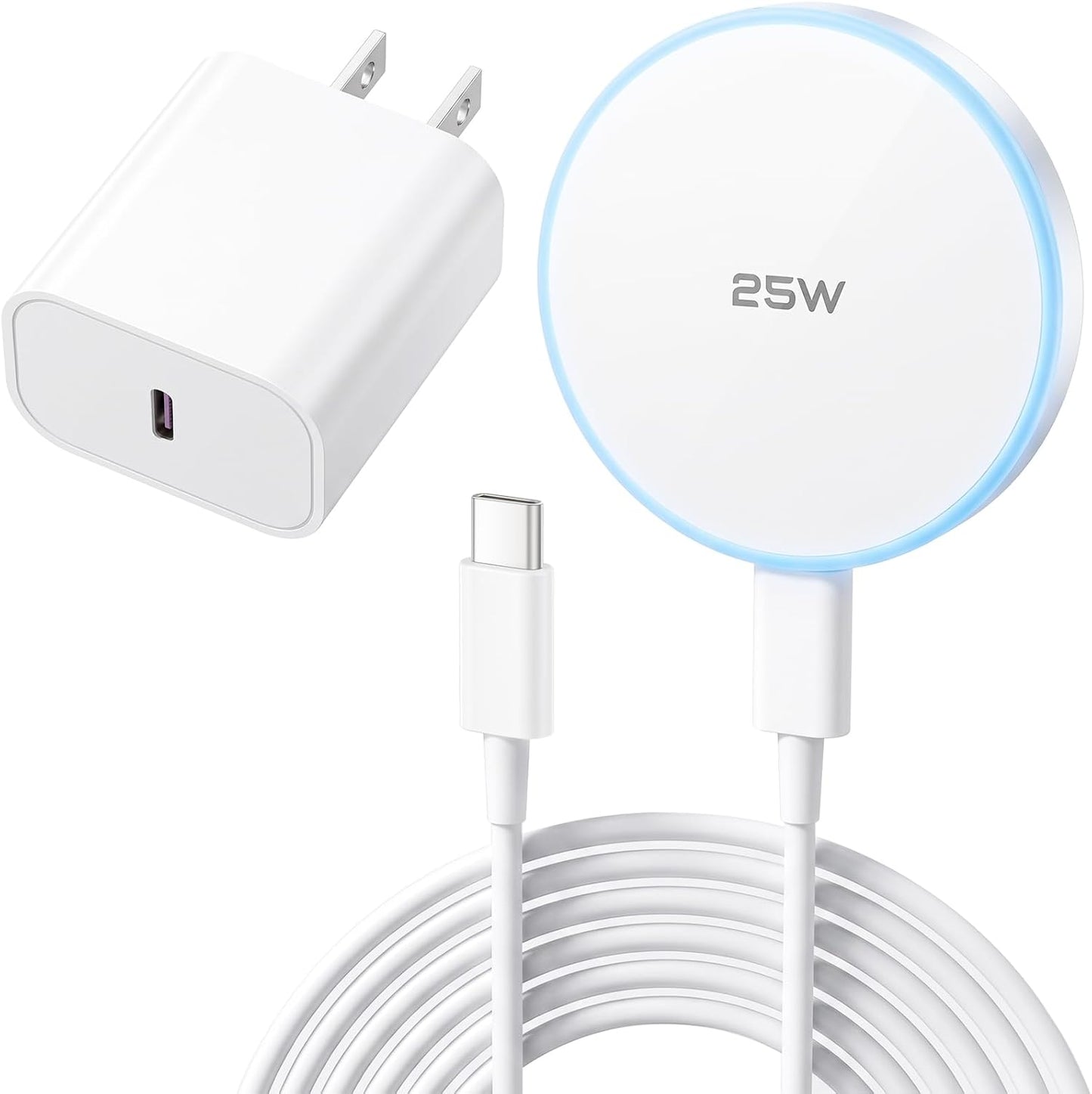 MagSafe Charger 25W Magnetic Wireless Charger Charging Pad with 30W Adapter | 30W USB C adapter and 4.2FT Type C cable, compatible with iPhone 17/16/15/14/13/12 Series and AirPods 4/3/2/Pro