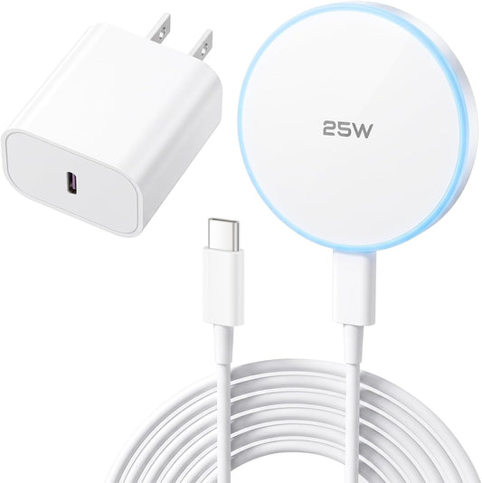 MagSafe Charger 25W Magnetic Wireless Charger Charging Pad with 30W Adapter | 30W USB C adapter and 4.2FT Type C cable, compatible with iPhone 17/16/15/14/13/12 Series and AirPods 4/3/2/Pro