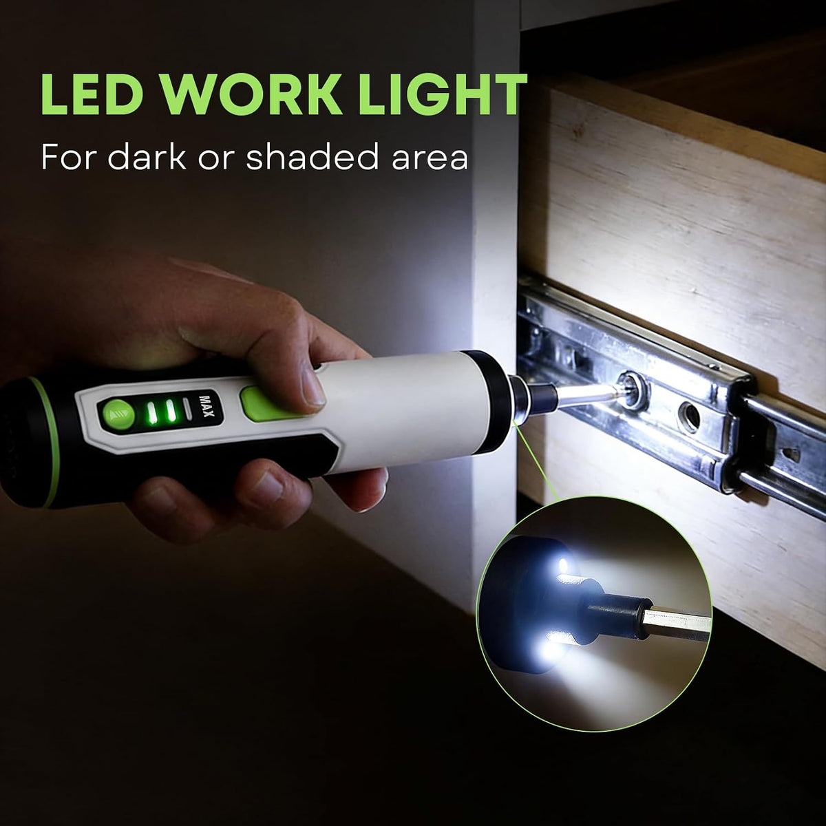 Electric Screwdriver Cordless Power Screwdrivers Set Tool Kit 25 Bits 3 Torque Settings LED Work Light Rechargeable for Furniture Bike Repair Tool