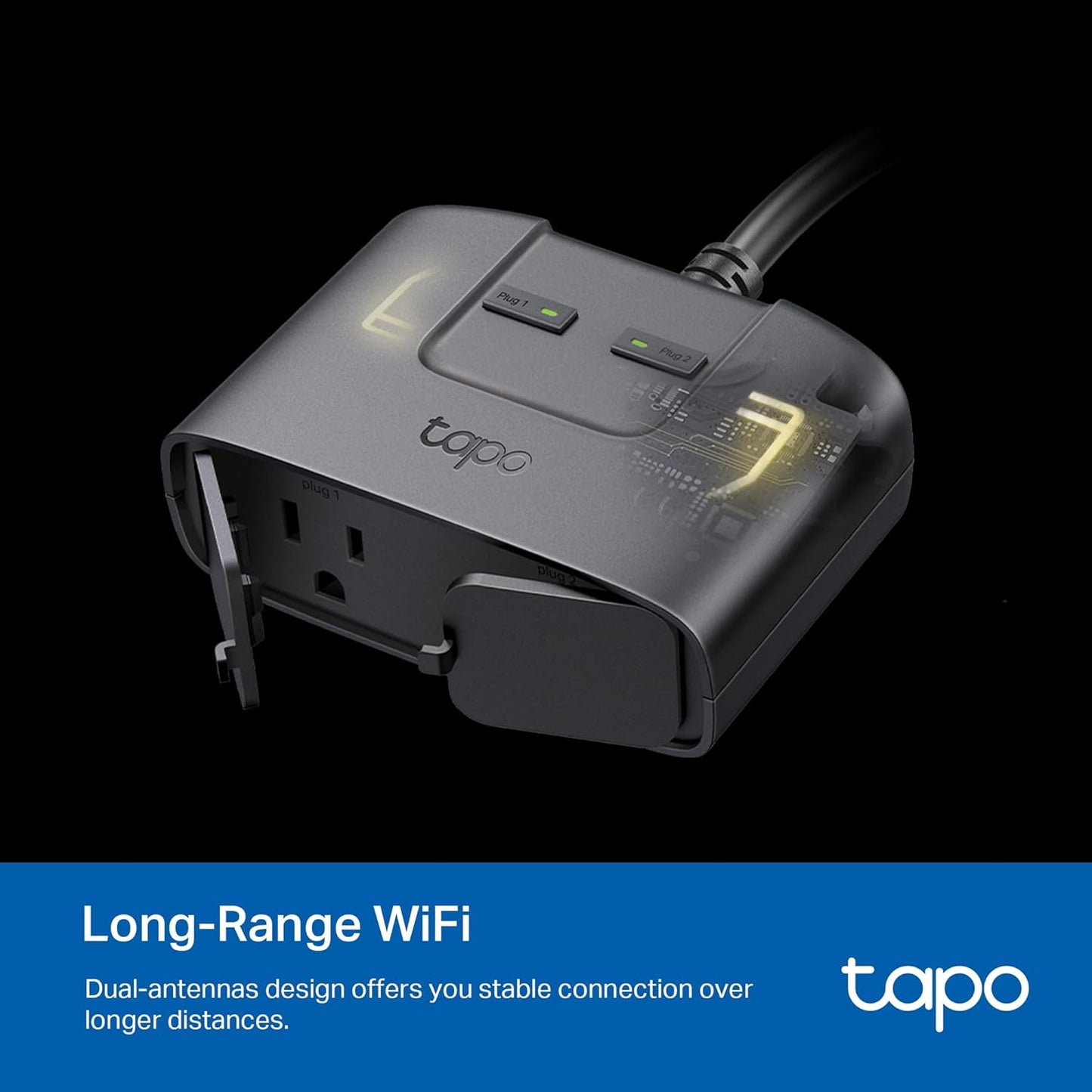 TP-Link Tapo Matter Outdoor Smart Plug, 2 Individual Outlets, IP65 Weather Resistance, Works with Apple Home, Alexa, Google Home, Long Wi-Fi Range, 2.4G Wi-Fi Only, ETL Certified (Tapo P400M)
