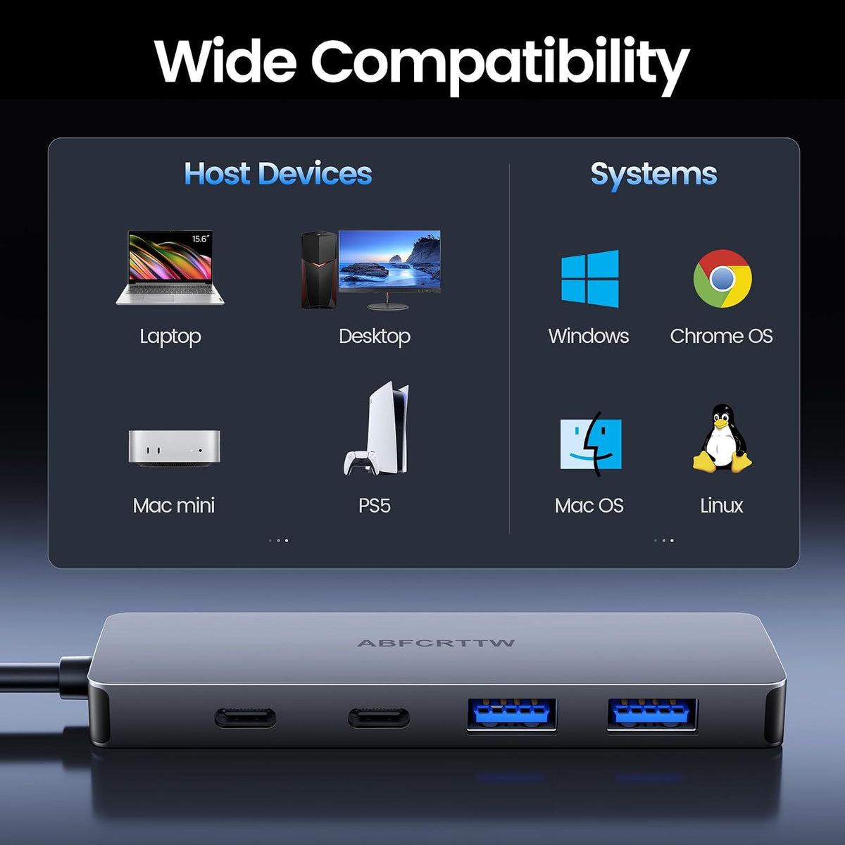 4FT USB C Hub 3.2 Multiport Adapter for MacBook Neo