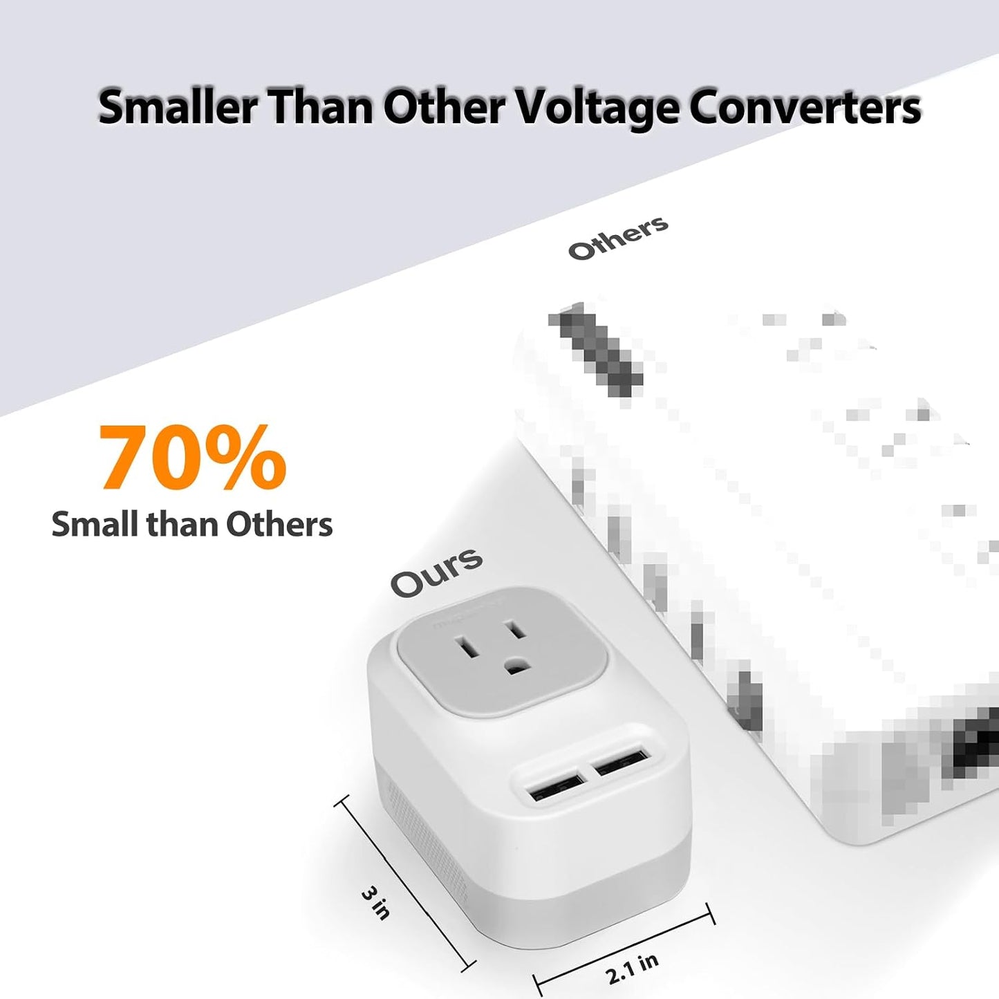 220V to 110V Voltage Converter US to Europe with 2 USB A 2 USB C Fast Charging, Power Converter for European Travel Universal International Travel Adapter for Italy Germany France Spain