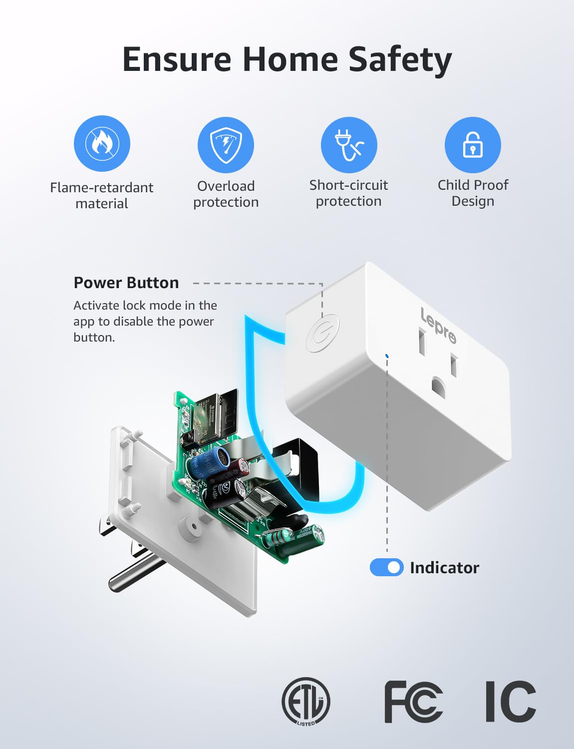 Lepro P1 Smart Plug Mini 15A, WiFi Outlet Plugs Compatible with Alexa & Google Assistant, Voice/APP Control, Timer & Group Controller, 2.4Ghz Only, ETL & FCC Certified, 2-Pack