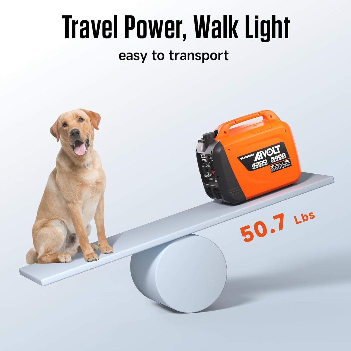AIVOLT 4300W Inverter Generator Gas Powered Quiet RV Generator for Camping | 3450W Running. 60dBA Super Quiet. <3% THD Clean Power. CO Auto-Shutoff. 5.5h ECO Mode. Parallel Ready. EPA Compliant.