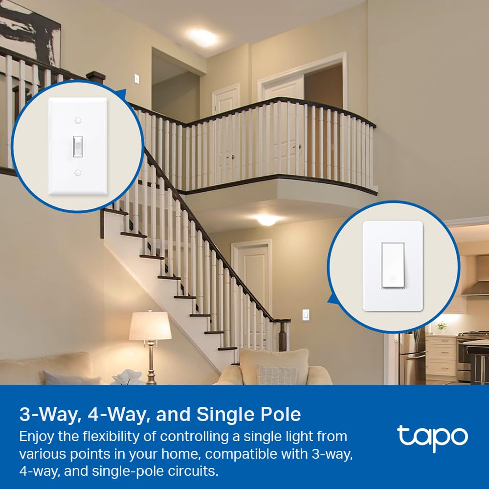 Tapo Smart Switch, S515, Single-Pole/3-Way/4-Way, Matter Compatible | Works with Alexa, Siri, Google Home, SmartThings, UL Certified, 2.4GHz Wi-Fi