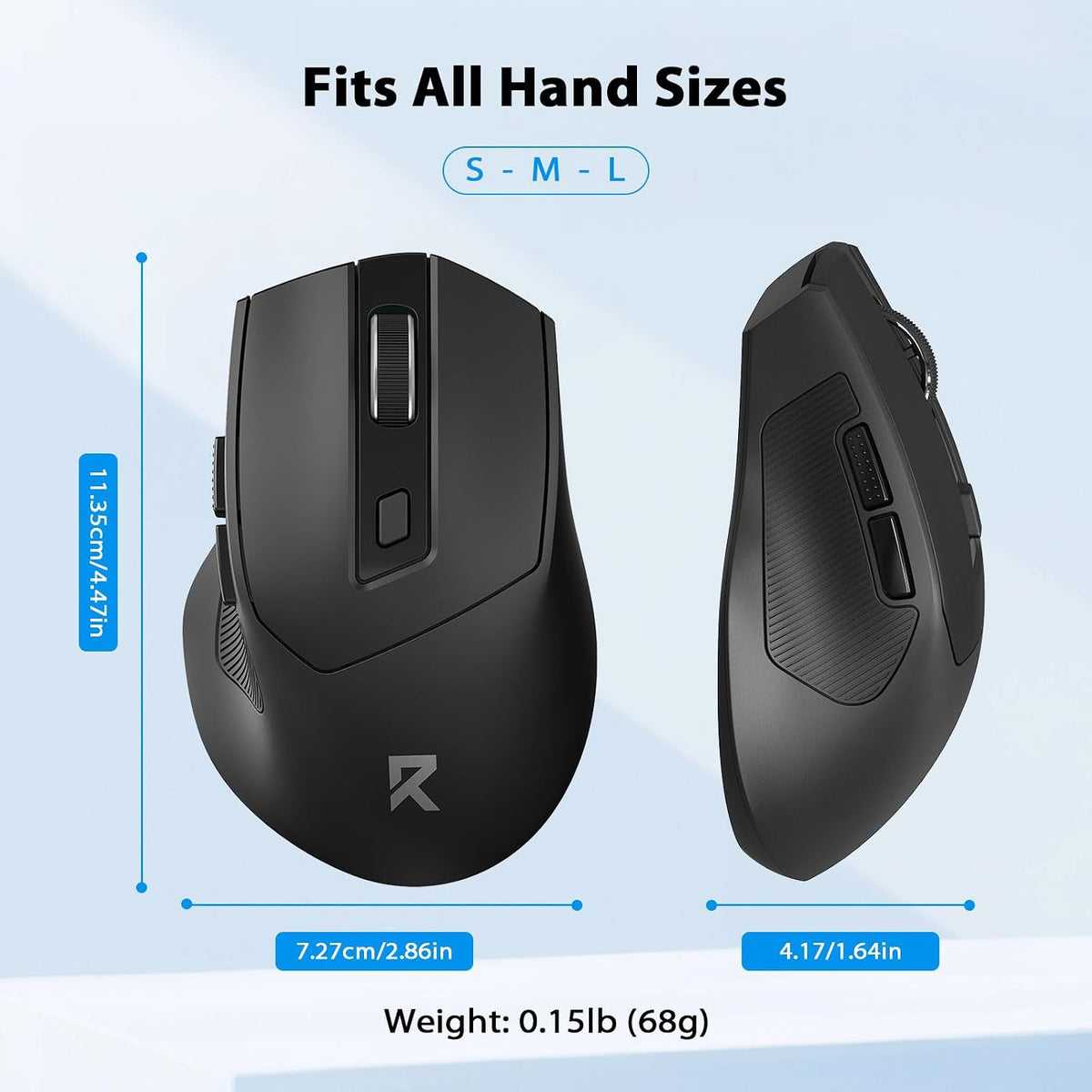 Redragon Wireless Mouse for Laptop, 2.4GHz Computer Mouse with USB Receiver | Up to 24-month battery life, 5 DPI levels up to 4000, 6 buttons, auto sleep, plug-and-play, anti-sweat grips