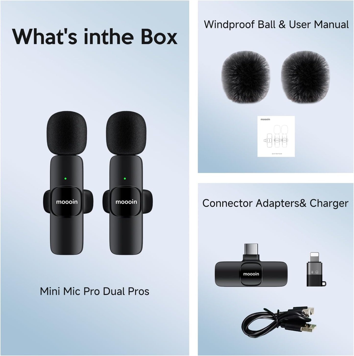 Wireless Mini Microphone for iPhone/Android:Lapel Microphone for Video Recording,Plug and Play,Live Streaming and Podcasting-Textured Black