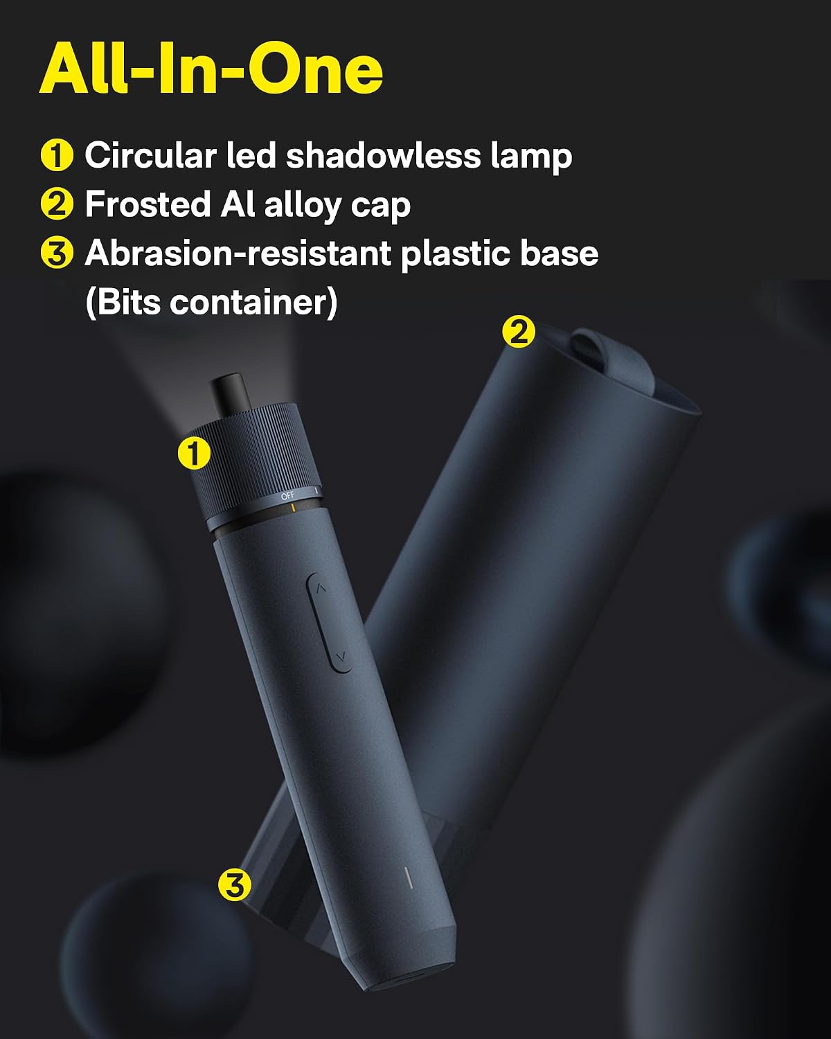 HOTO 12-in-1 Electric Screwdriver Rechargeable, Cordless Screwdriver Set | 1/4'' Hex Bits, USB-C, 3 Torque Settings, LED Light, Ideal for Furniture, Home Repairs