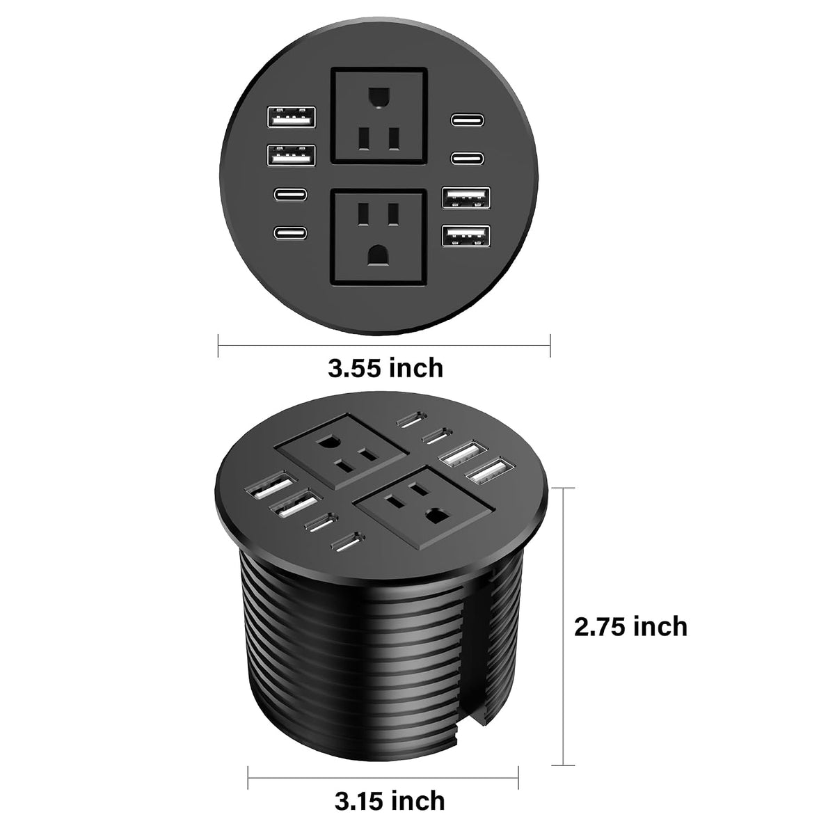 Jgstkcity 3.15 inch Desktop Power Grommet,40W USB Recessed Outlet