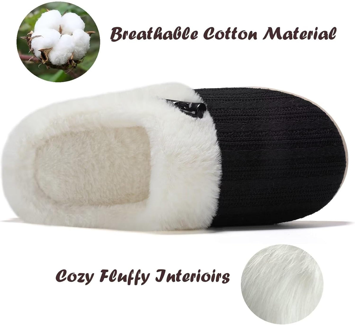 NineCiFun Women's Slip on Fuzzy Slippers Memory Foam House Slippers Outdoor Indoor Warm Plush Bedroom Shoes Scuff with Faux Fur Lining