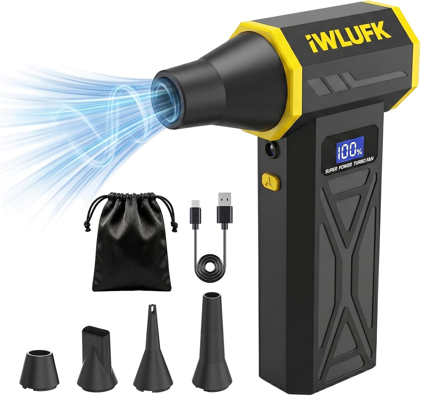 Electric Compressed Air Duster, 130,000RPM Super Power Cordless Rechargeable Electronic Dust Blower, 4-Gear Adjustable Mini Duster for Electronics Computer PC Keyboard Home Car Workshop Outdoor