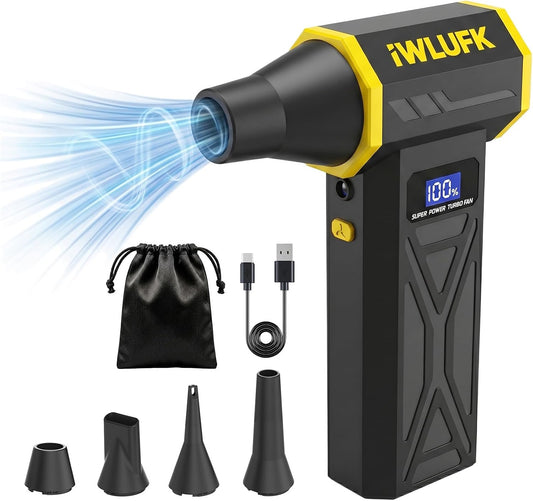 Electric Compressed Air Duster, 130,000RPM Super Power Cordless Rechargeable Electronic Dust Blower, 4-Gear Adjustable Mini Duster for Electronics Computer PC Keyboard Home Car Workshop Outdoor