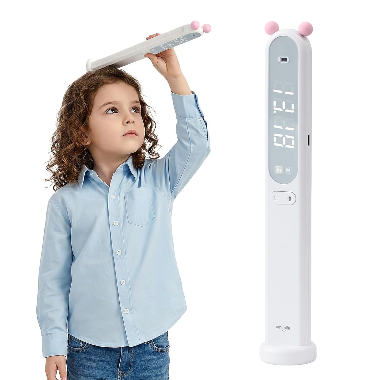 Umimile Portable Height Measurement for Kids, Cordless Infrared Stadiometer | Handheld Stadiometer Device for Kids and Adults, Digital Height Measurement Tool Scale 240 cm / 94.5 inches (Blue)
