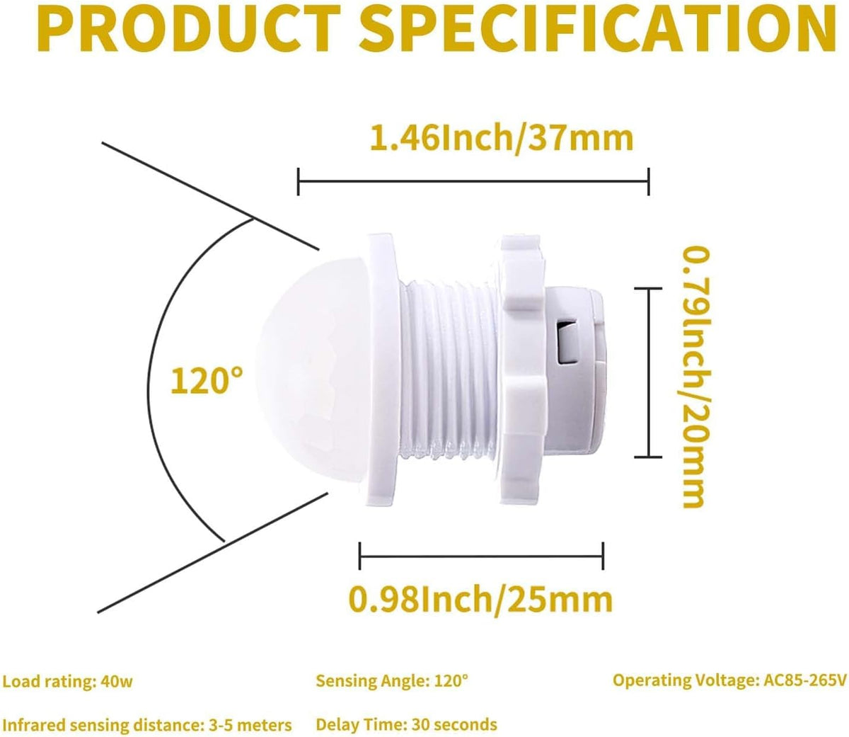 6-Pack Motion Sensor Light Switch 85-265V 40W, PIR Wall/Ceiling Mount