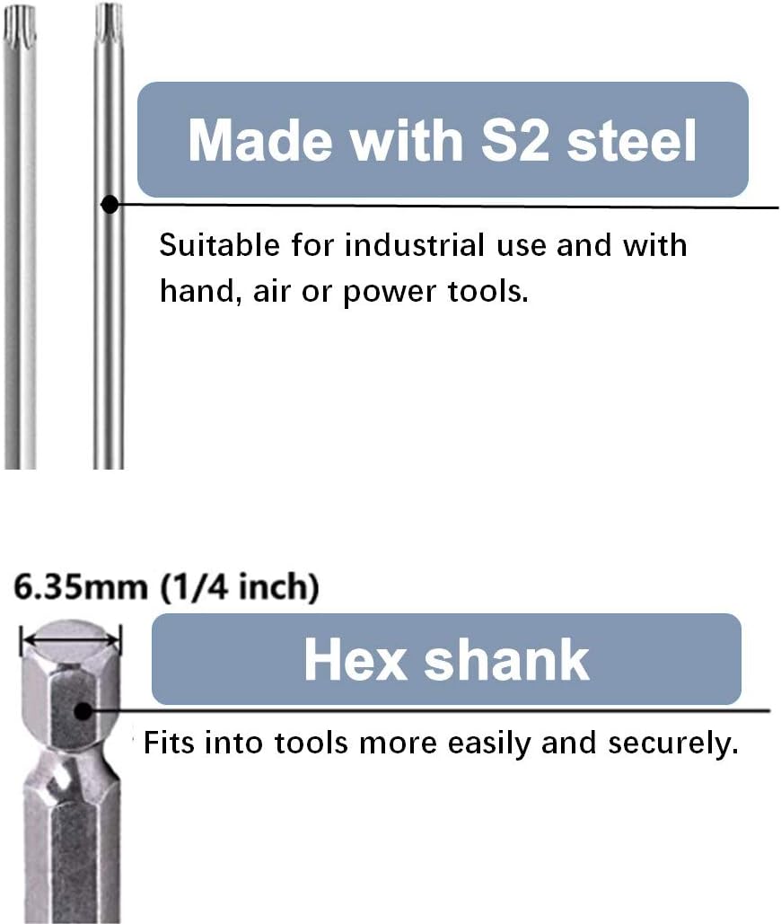 aiyun 8-Piece Security Bit Set Shark Vacuum Screwdriver Bits (150mm Length)