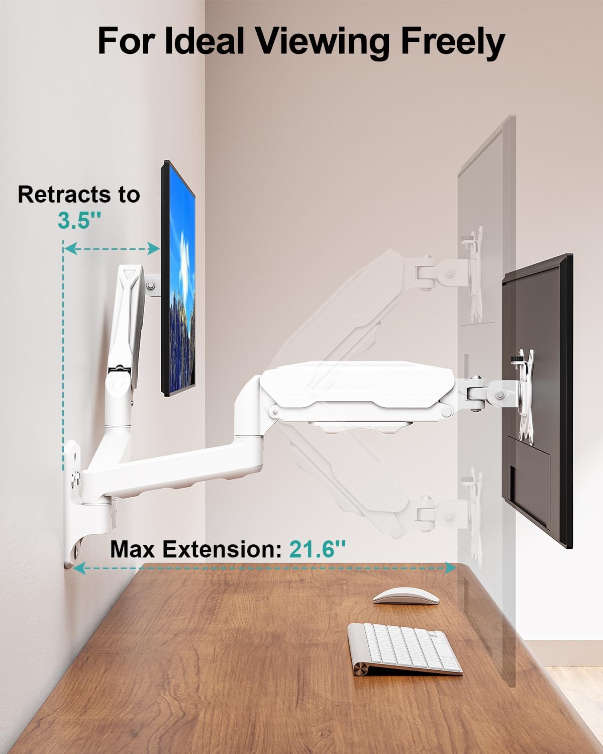 MOUNT PRO Dual Monitor Wall Mount for Max 32" Screens, Up to 19.8lbs Each