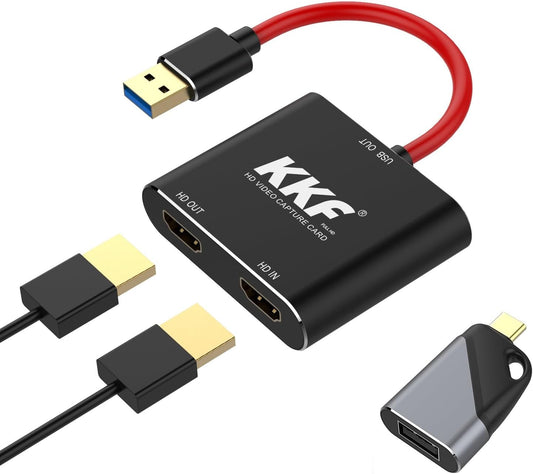 KKF Capture Card, 4K HDMI Capture Card for Switch,Video Capture Card for Streaming and Recording PS5 PS4 Xbox Series X/S Nintendo Switch in DSLR OBS with HD Ultra-Low Laten