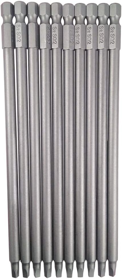 Wolfride 10pcs Square Head Bits #2 Square Drive Bit Set 1/4-Inch Shank Tip Bit #2 Long Magnetic Square Head Screwdriver Bits 5.9 Inch Length