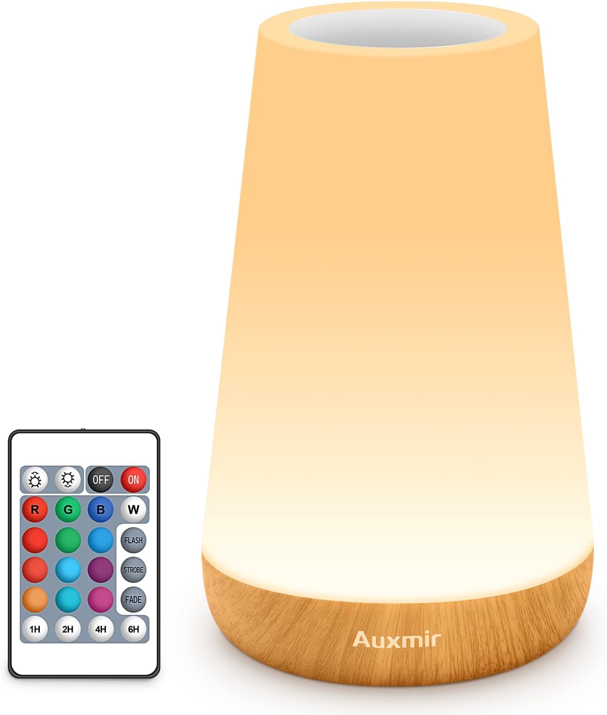 Auxmir Rechargeable Night Light, Remote Control Lamp, Light Brown-2 Pack | touch control, 13 colors, 5 brightness levels, 4 lighting modes, 1/2/4/6-hour auto-off, portable for nursery and camping