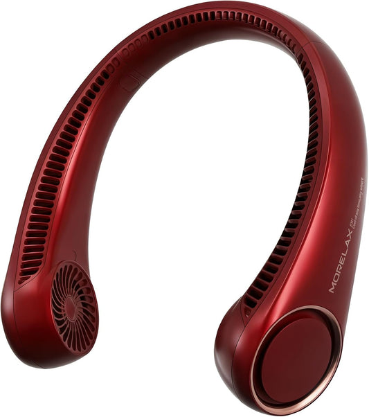 Morelax Neck Fan, USB Rechargeable Personal Fan,Hand Free Bladeless Portable Fans,4000 mAh, 3 Speeds,72 Air Faster softer 360° Cooling, Gift Suitable for Home, Office, Travel, Sports Red