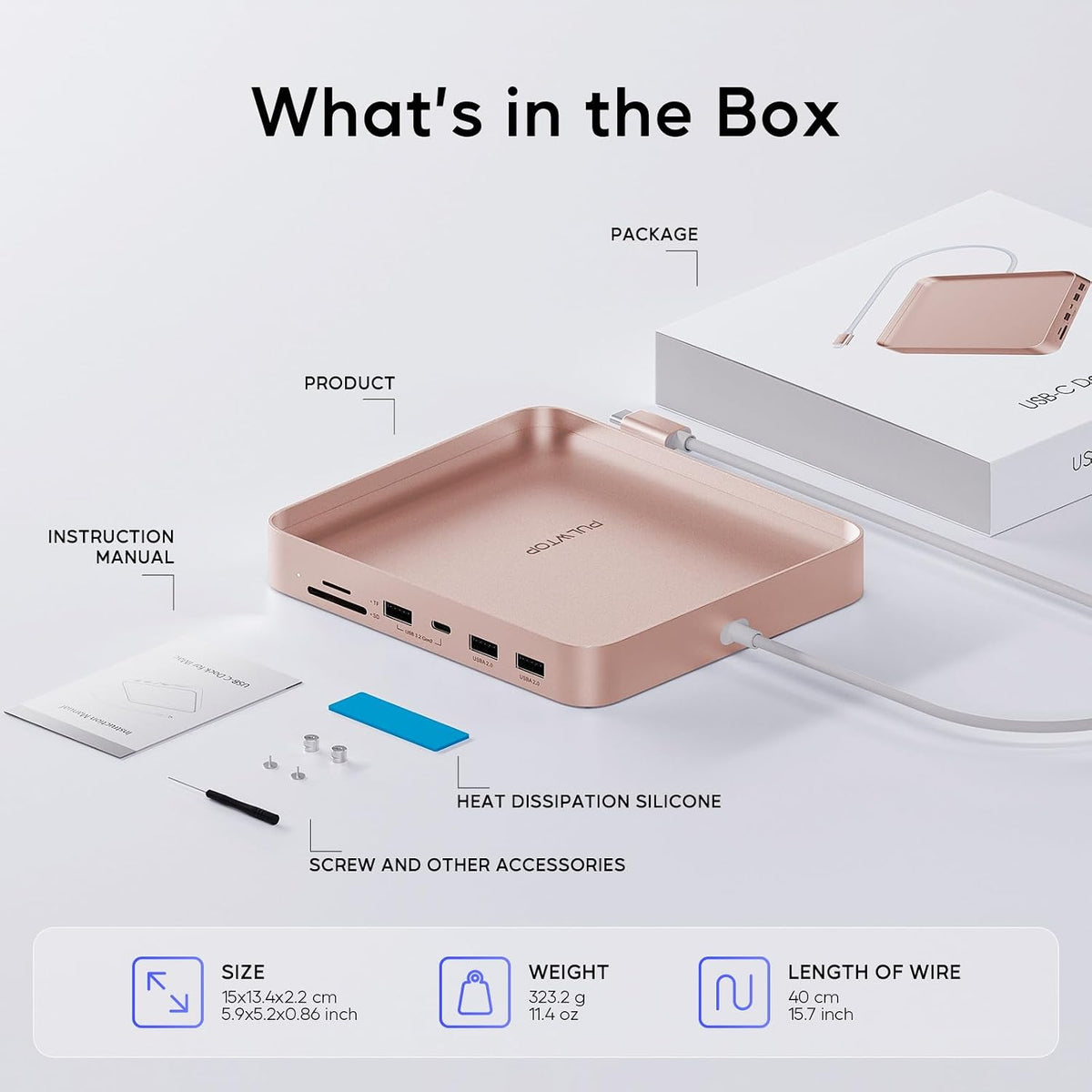 USB C HUB for iMac 24 inch 2021/2023 M1/M3 with M.2 4TB SSD NVMe Enclosure