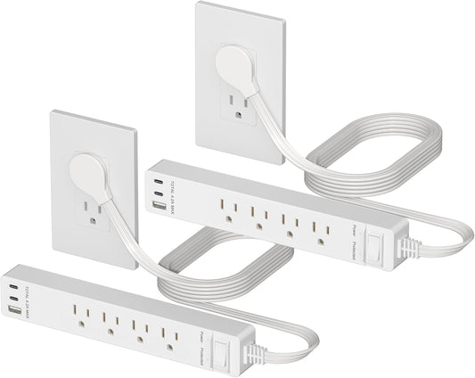 LIDER Outlet Extender with 4 Receptacles, USB-A & 2 USB-C, Flat-Plug, 1250W