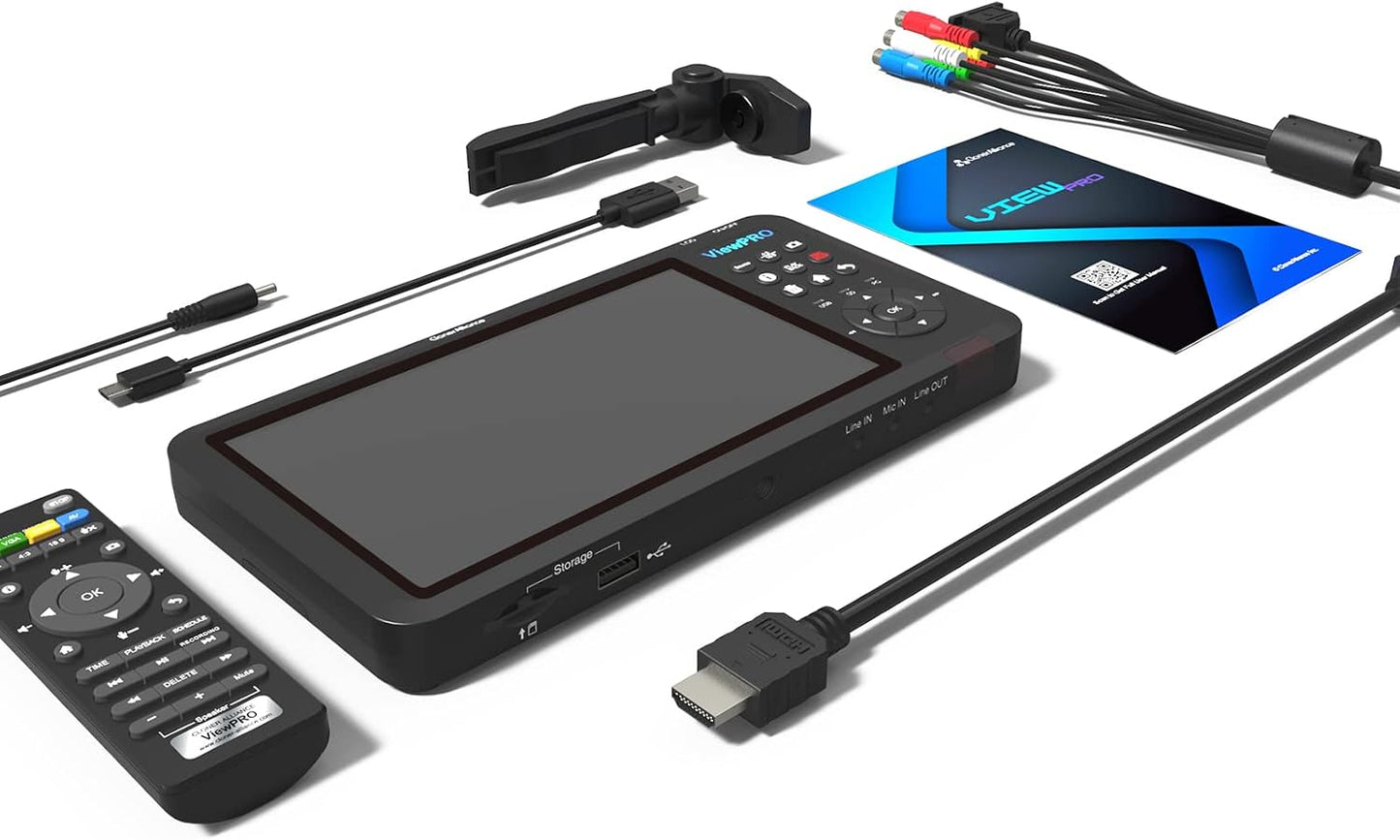 ClonerAlliance ViewPro, Portable 1080p@60fps HDMI Video Recorder and Playback with 7" LCD, AV/VGA/YPbPr Inputs. Schedule Recording. No TV is Required.