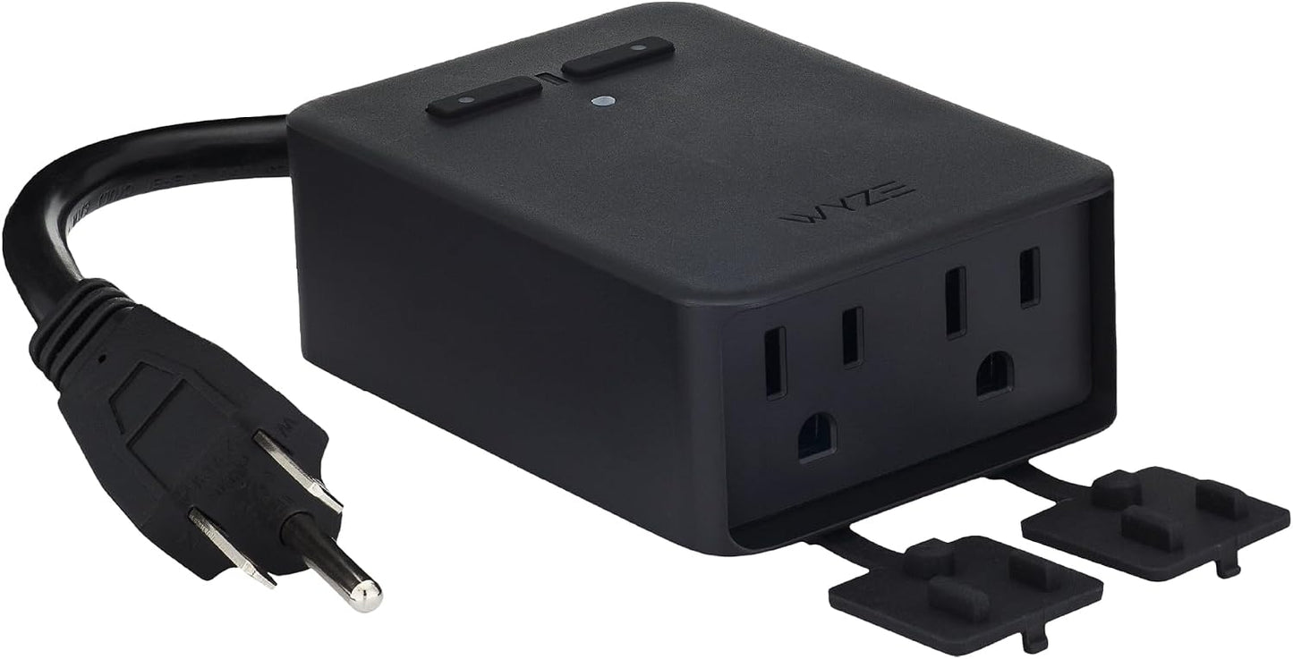 Wyze Plug Outdoor, Dual Outlets Energy Monitoring, IP64, 2.4GHz WiFi Smart Plug, Works with Alexa, Google Assistant, IFTTT, No Hub Required, Black