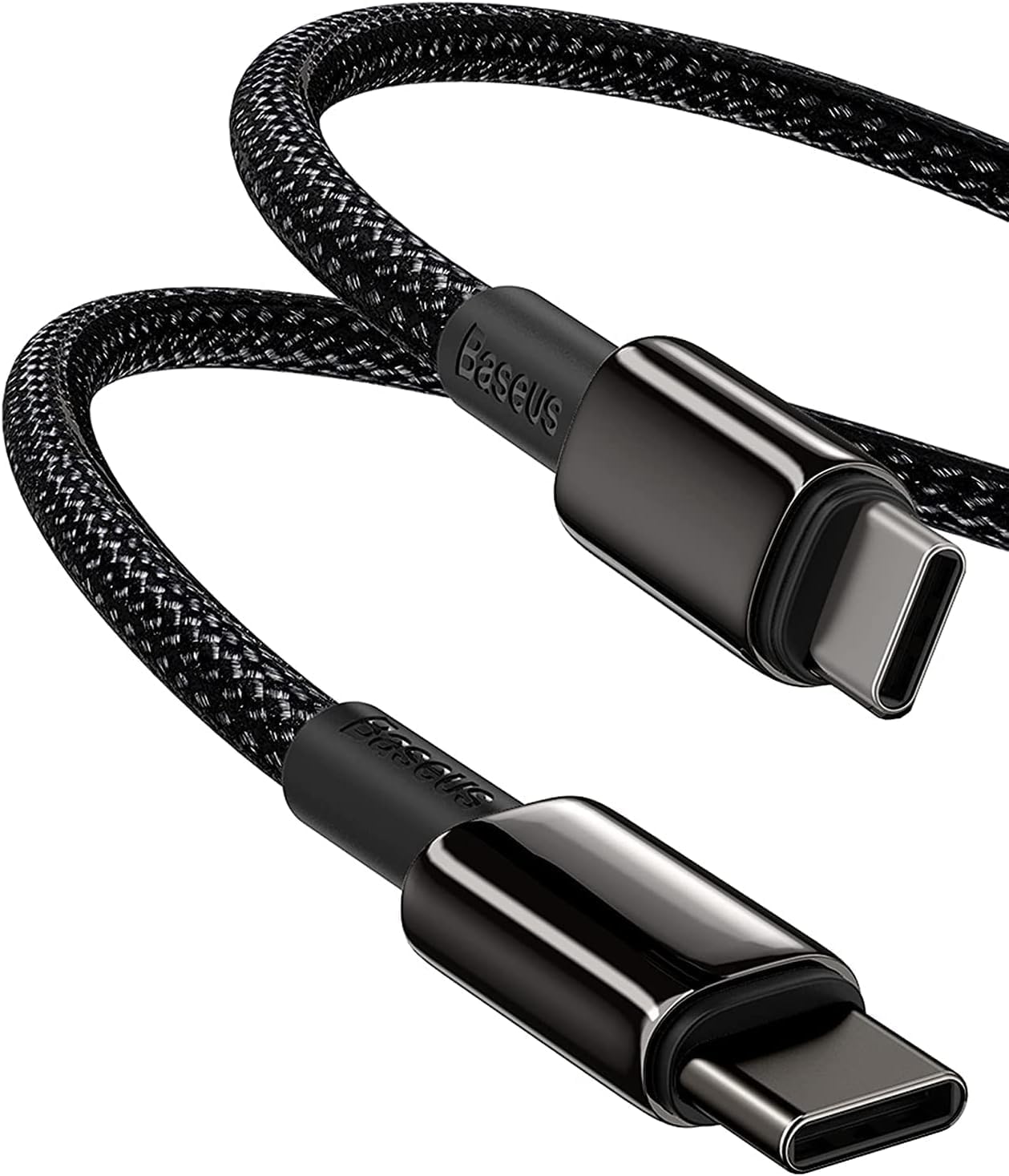 Baseus USB C Cable, 100W PD 5A QC 4.0 Fast Charging USB C to USB C Cable, Zinc Alloy Nylon Braided Type C Data Cable for Samsung S21 S20+ S10 Note 10 iPad Pro MacBook Pro Google Pixel and More (2M)