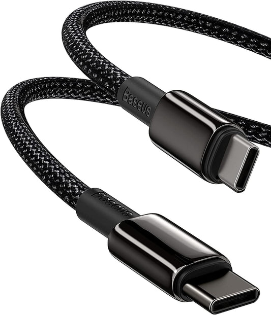 Baseus USB C Cable, 100W PD 5A QC 4.0 Fast Charging USB C to USB C Cable, Zinc Alloy Nylon Braided Type C Data Cable for Samsung S21 S20+ S10 Note 10 iPad Pro MacBook Pro Google Pixel and More (2M)