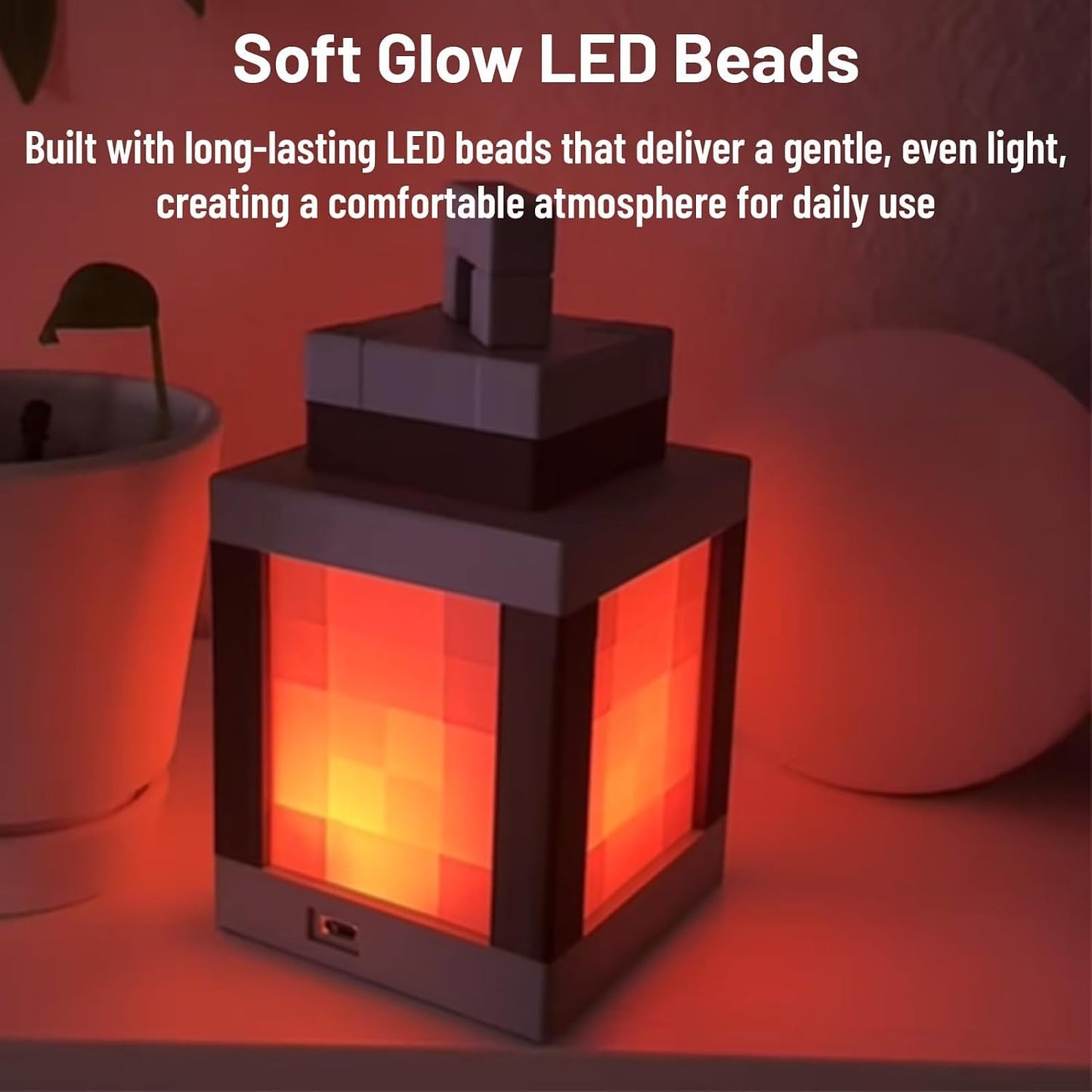 Pixel Lantern Night Light - 16 Color Changing LED Mood Light with Remote Control, Desk & Wall Mountable, Dimmable Timer for Bedroom, Nursery, Gaming Room Decor Gift 1 Pcs