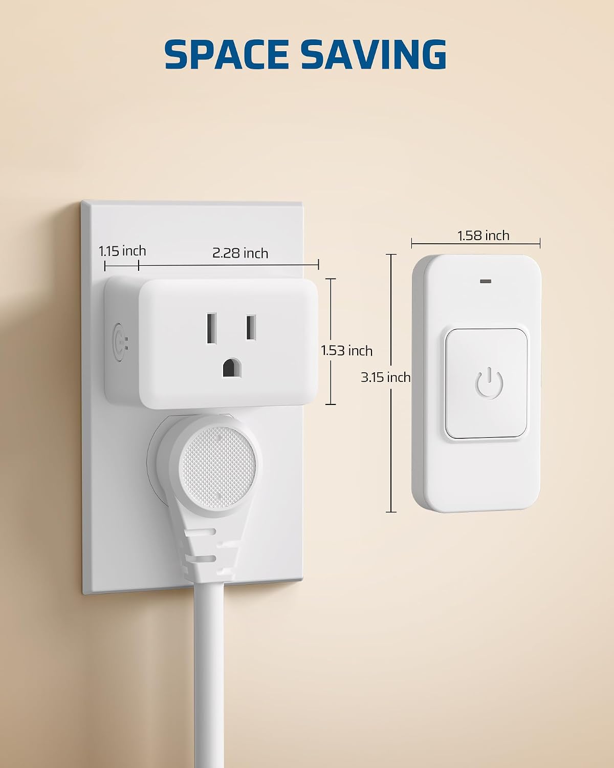 DEWENWILS Indoor Remote Control Outlet, One-Touch Control Big Single-Button, Wireless Remote Light Switch, 15A/1875W, 100FT Range RF Signal, Magnetic Wall Switch for Vacs, Lamp, White