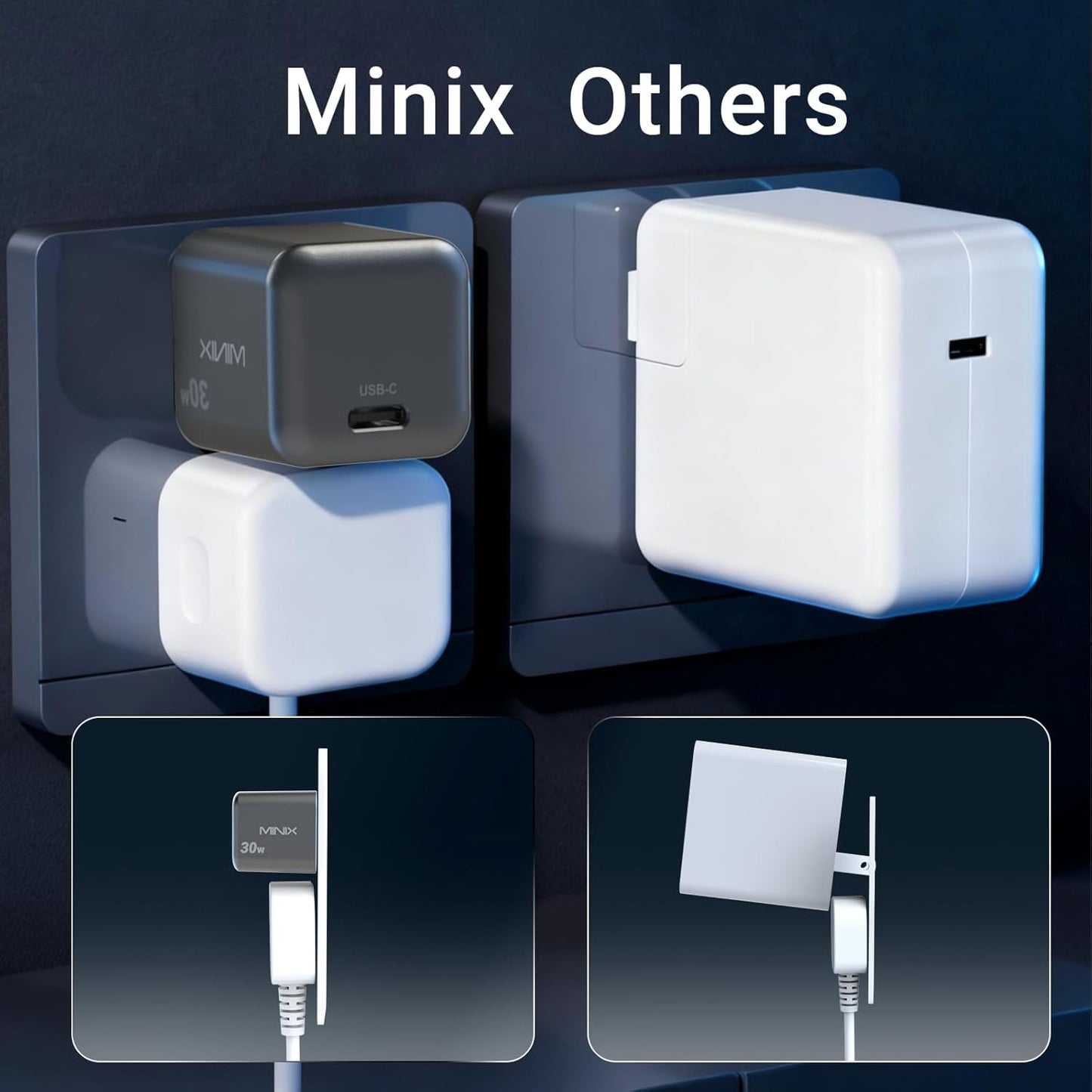 MINIX P30 30W USB C Charger Block 2-Pack, Type C Fast Charging Plug | GaN Fast Charging Block Wall Adapter, Compatible with iPhone 17 16 15 14 Pro Max, iPad Pro, AirPods, Samsung Galaxy S24 S23