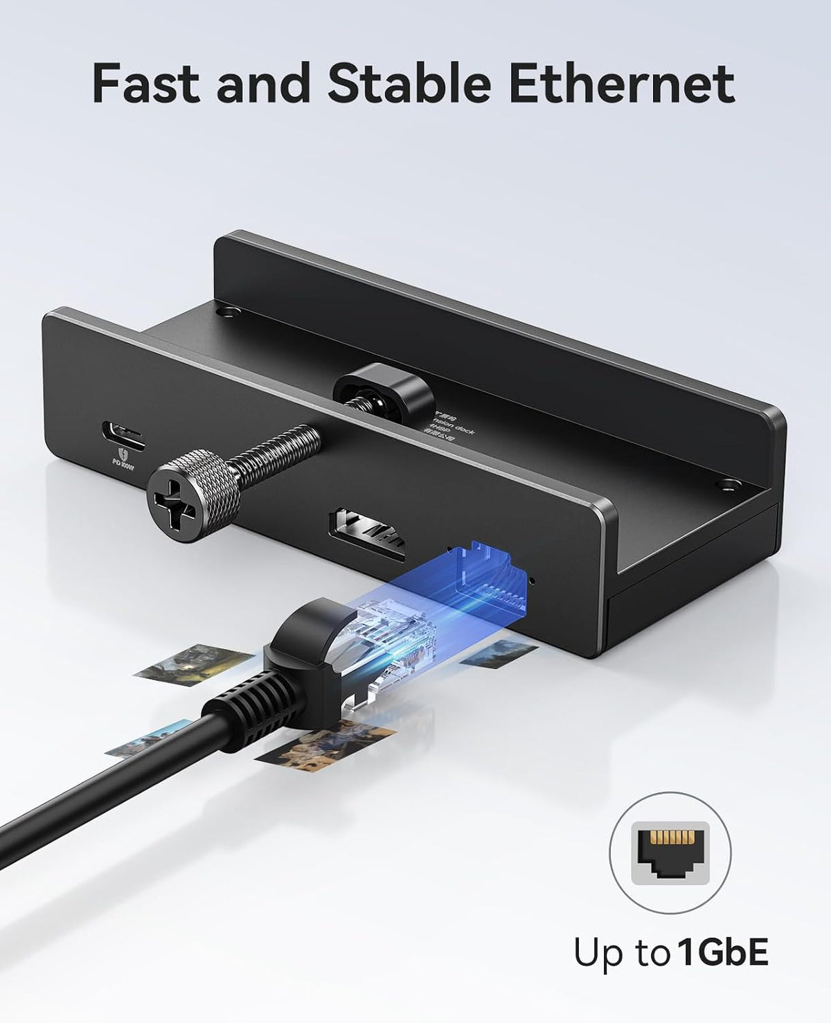 ORICO Clip Docking Station, 8-in-1 Clamp USB C Hub with 4K@60Hz HDMI, 100W PD, Gigabit Ethernet, 4xUSB Port, AUX, 10Gbps Clamp Docking Station for Laptop, MacBook, PC (Adapter Not Included)