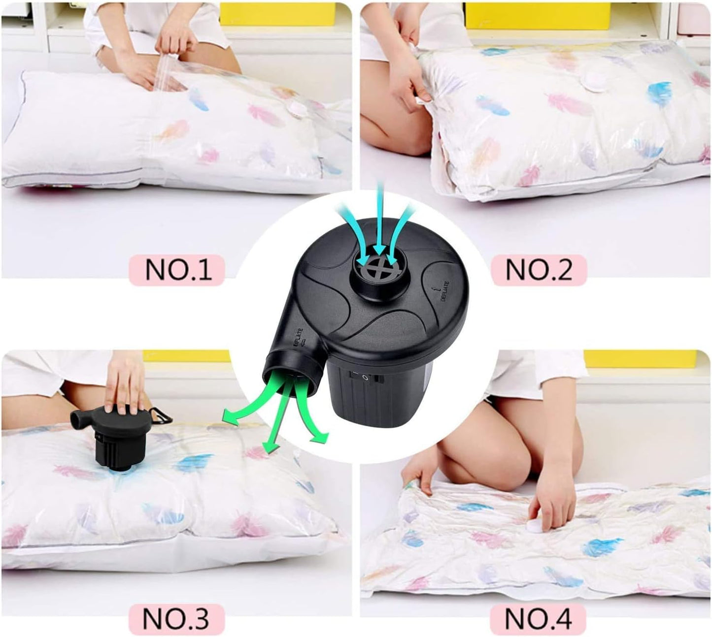 Air Pump Air Mattress Pump for Inflatables Blow up Pool Raft Bed Boat Toy, Quick-Fill, for Outdoor Camping, Inflatable Cushions, Electric Air Mattress Beds, Boats, Swimming