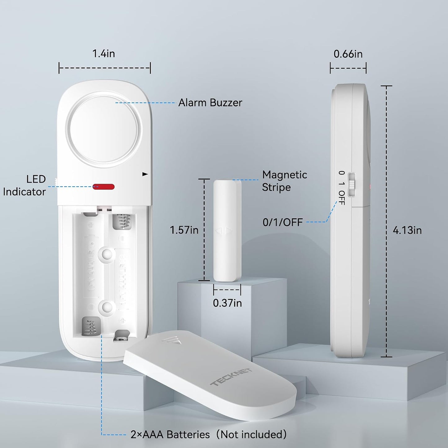 TECKNET Door Alarms When Opened, 2.4G WiFi Smart Door Sensor Alarm & Chime, App Alerts, Door Alarms for Kids Safety, Wireless Window Alarms for Home Security Systems for House, Pool, Sheds, 2 PCS