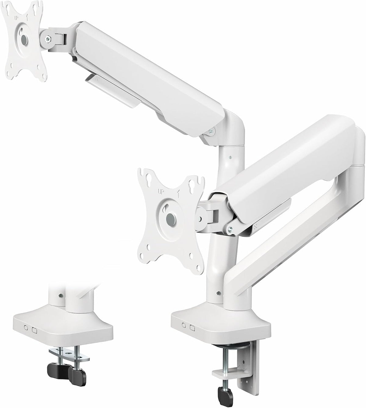 VIVO Dual Pneumatic Arm Ultra-Wide Monitor Mount for up to 35 inch Screens, Holds 26.4 lbs per Arm, Desk Mount Monitor Stand for 2 Ultrawides, White, STAND-V200OW