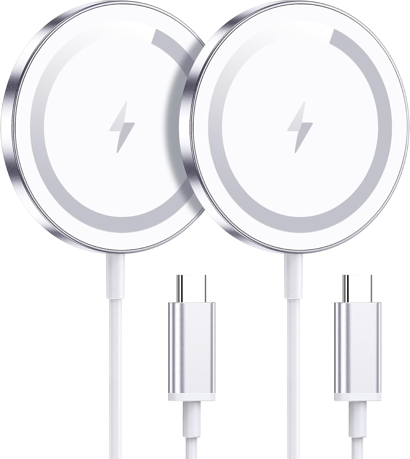 for Apple Mag-Safe Charger 2 Pack, Magnetic Wireless Charger, Silver | Made for iPhone 17/17 Pro/17 Pro Max/Air/16 15 14 13 12 Pro Max Plus mini, Charging Pad for Airpods Pro 3 2,Strong Magnet