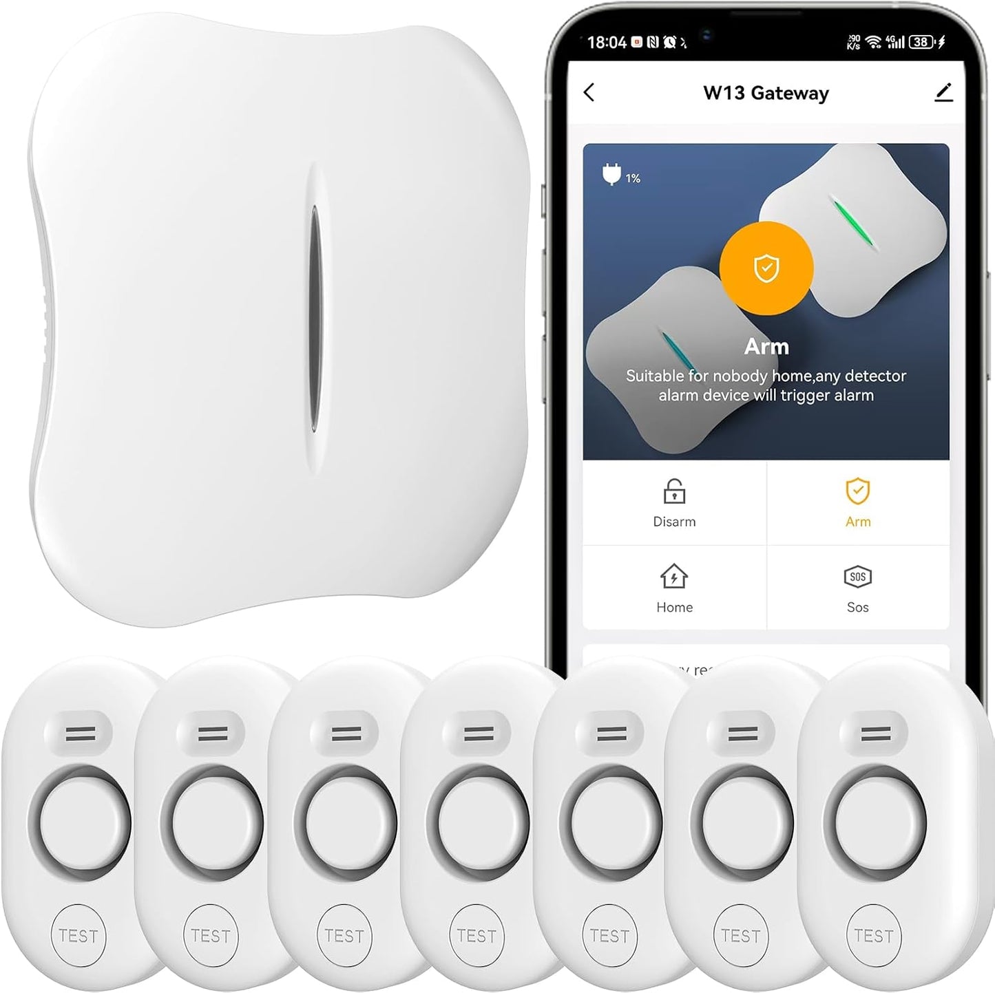 Bundle: Water Leak Sensor 7 Pack with 1x 2.4Ghz WiFi Gateway Base Station, App Notification, Adjustable Volume, Water Flood Detector for Home/Basement/Toilet/Laundry Room, Sink/Drain/Pipe/Faucet