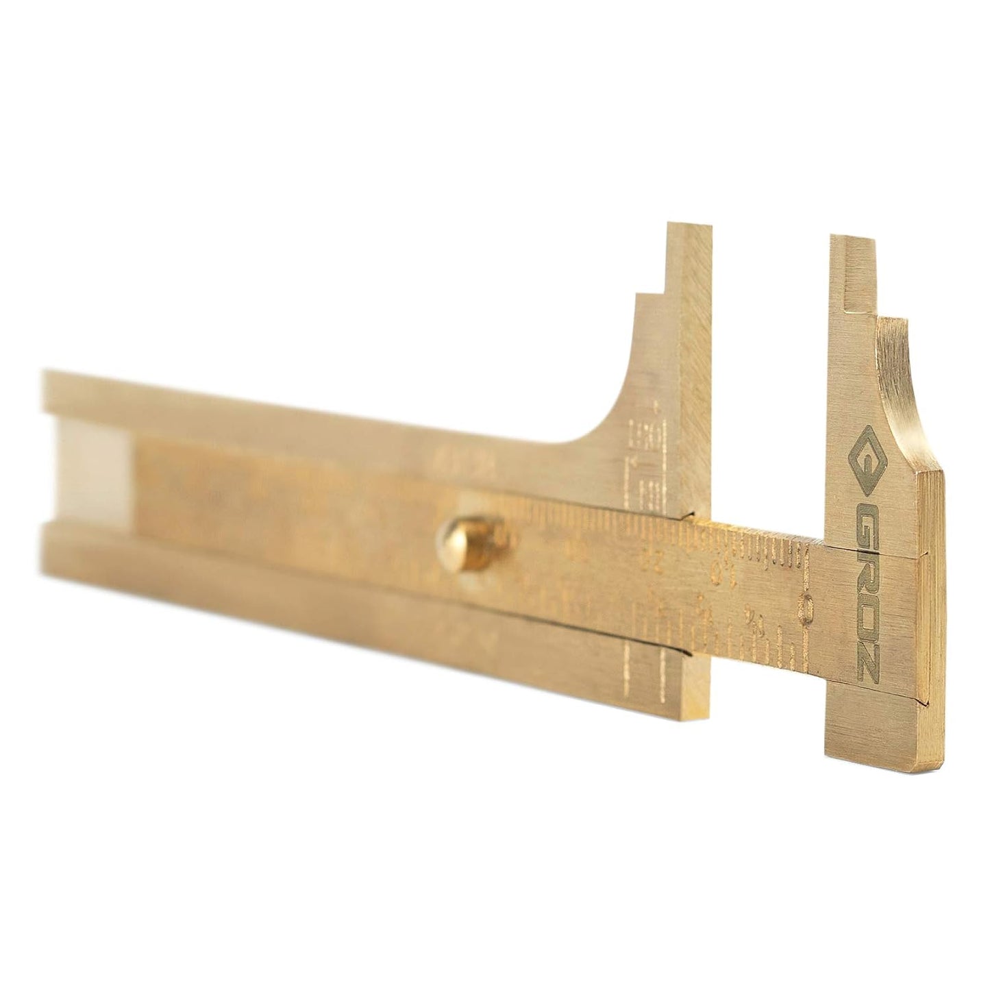 Groz 01304 4-Inch Pocket Brass Caliper, Inside & Outside Measurements, Non-Magnetic, Dual Imperial/Metric Graduations for Mechanics, Hobbyists, EDC