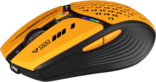 Uciefy Bluetooth Wireless Mouse, USB C Rechargeable Mice for Laptop-Orange | Tri-Mode BT5.0/5.1+2.4GHz, LED, Battery Level Visible, Honeycomb Magnetic Shell Cover, Portable, USB Receiver,Type C Adapter