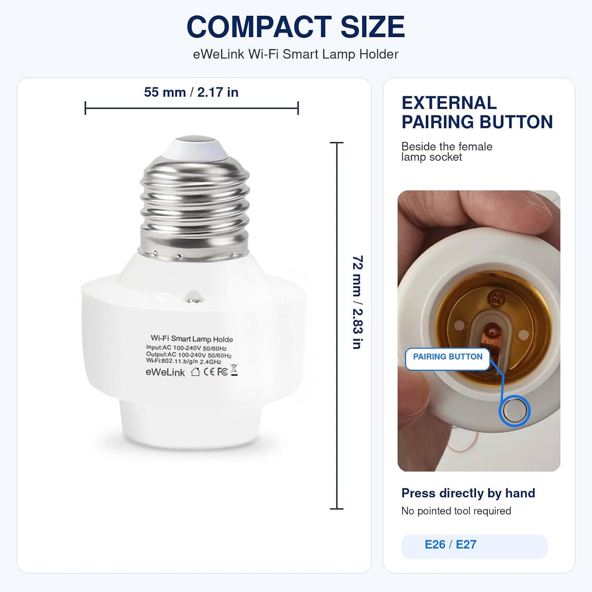 QIACHIP Smart WiFi Bulb Socket E26 E27 Light Bulb Adapter