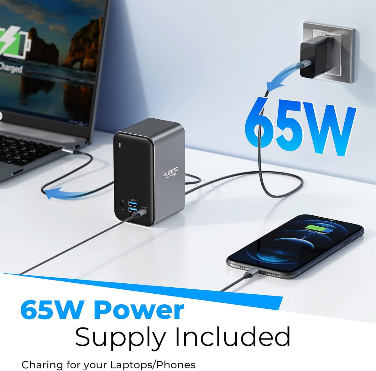 4URPC USB C Docking Station Dual Monitor 7 USB A/C, Plug and Play